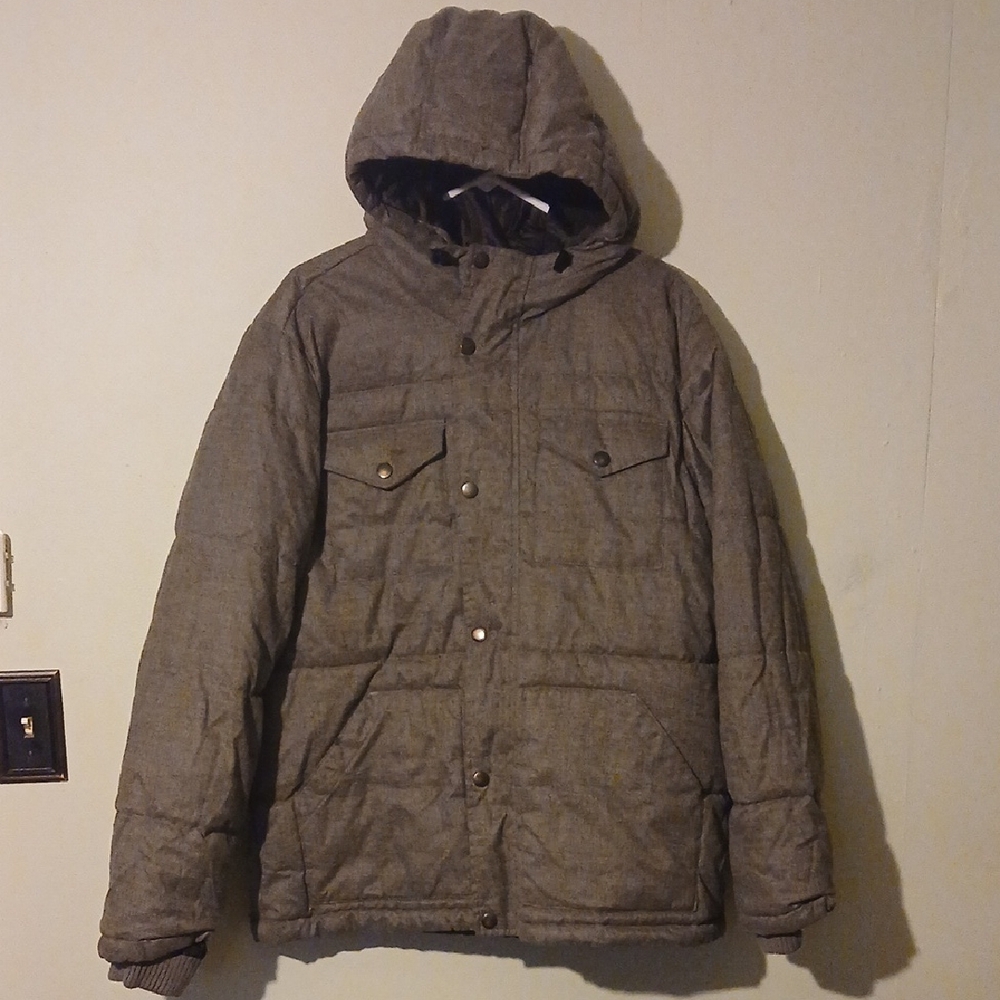 Old Navy Men's Grey Hooded  Jacket Size L